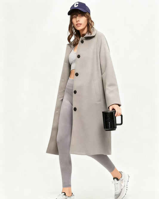 Oversized Brushed Belted Long Overcoat